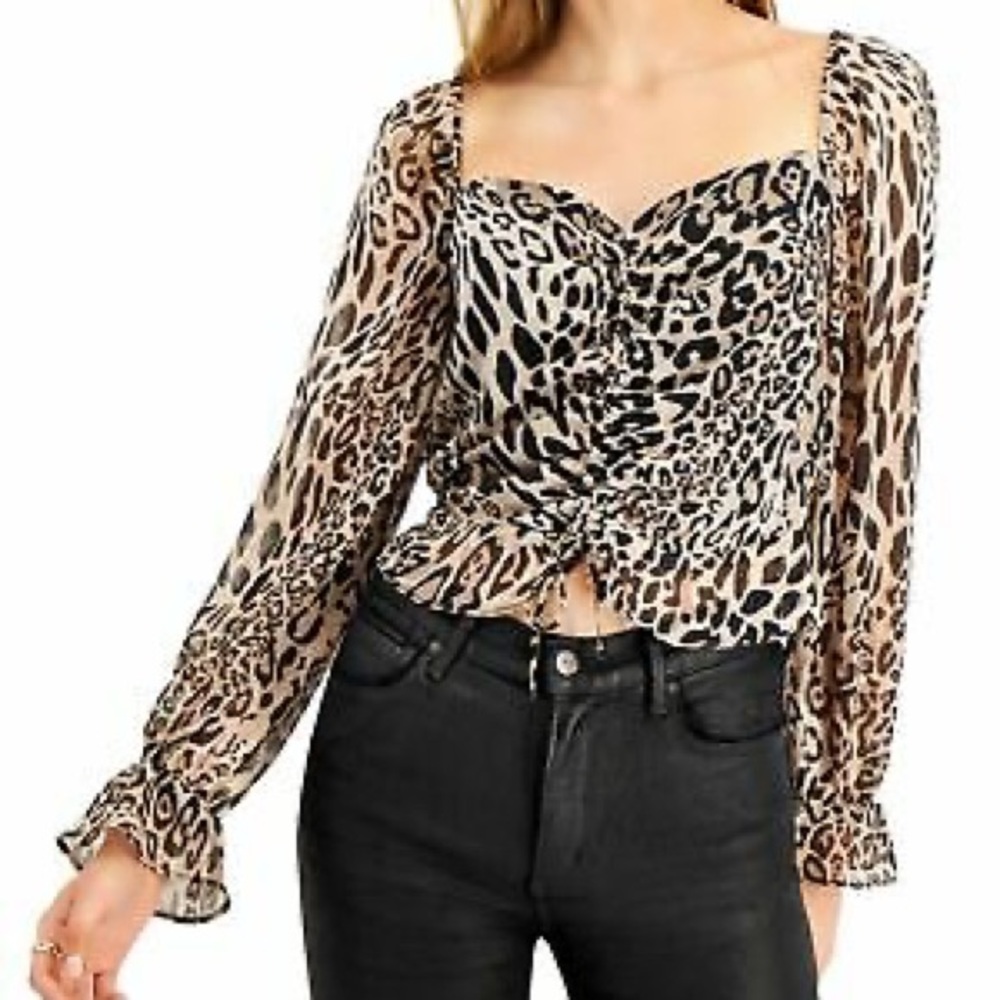 Bar III Animal Print Crop Top